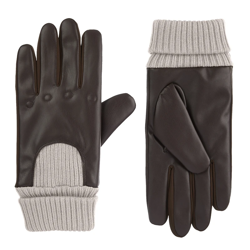 Isotoner Signature Men's Artificial Leather Driver Touchscreen Gloves