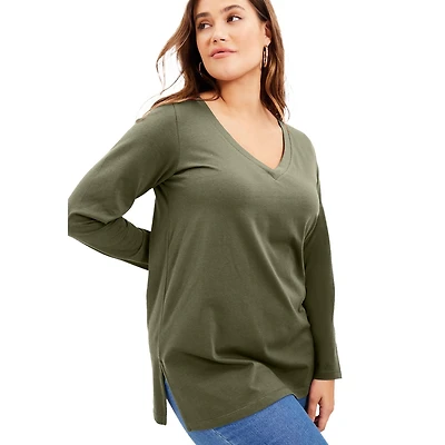 June + Vie Women's Long-Sleeve V-Neck One Only Tunic