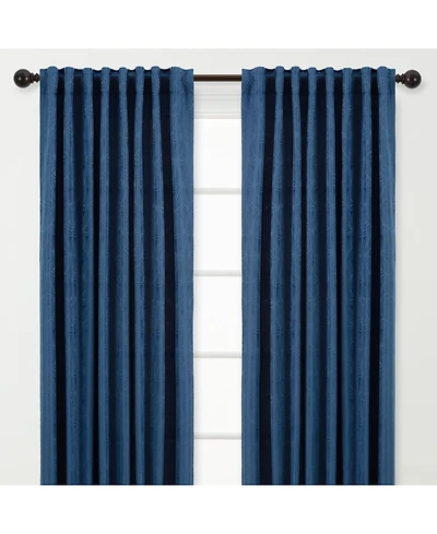 Chanasya Premium 2-Panel Embossed Leaf Textured Curtains - Back Tab, Ring Tab for Windows Living Room Bedroom