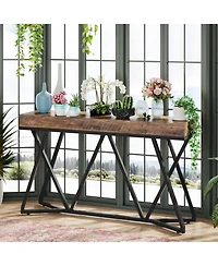 Tribesigns 55 Inch Console Table, Farmhouse Sofa Table Wood Entryway Table, Behind The Couch Table Foyer Table, Rustic Brown