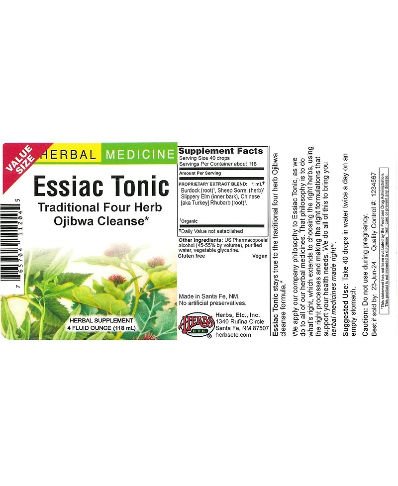 Herbs Etc. Essiac Tonic, 4 Oz