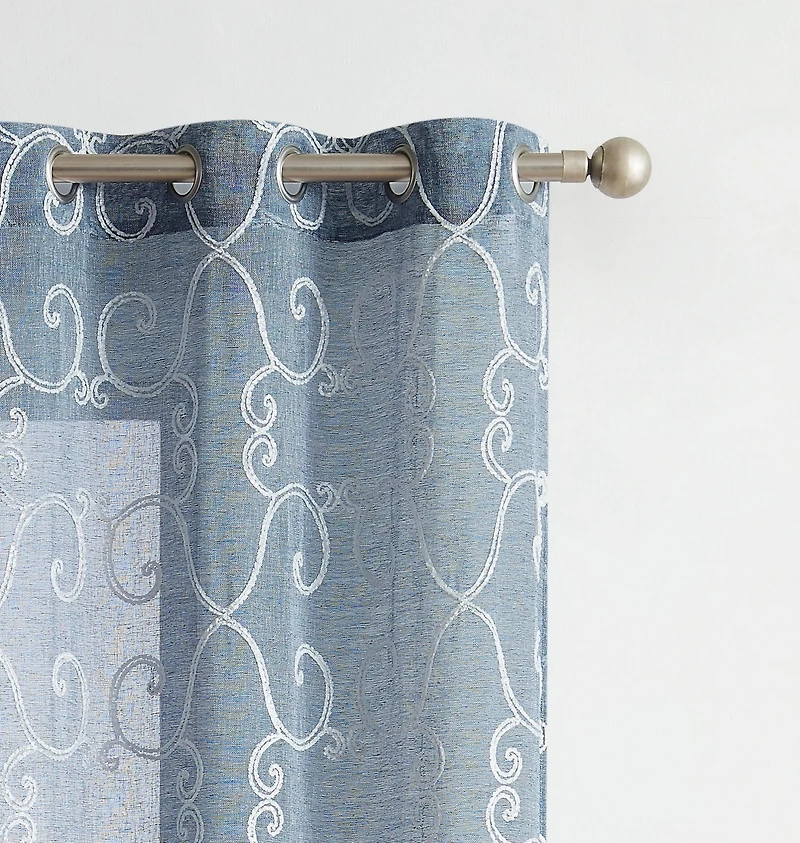 Dainty Home Sophia Linen Look 76" W x 96" L Grommet Window Panel Set