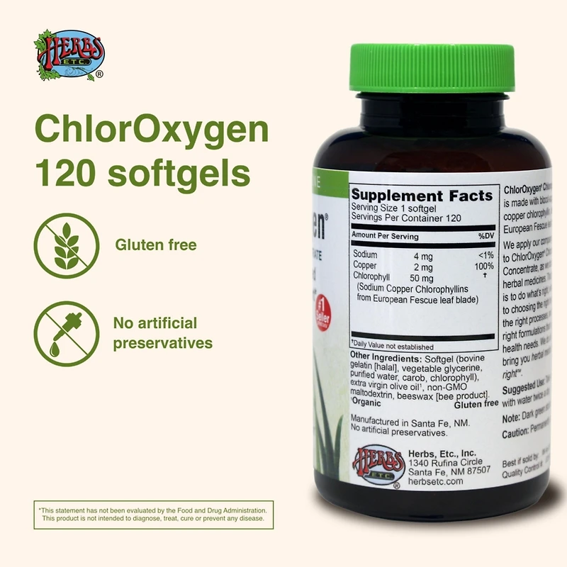 Trace Minerals Herbs Etc. Chloroxygen Softgels, 120 Ct