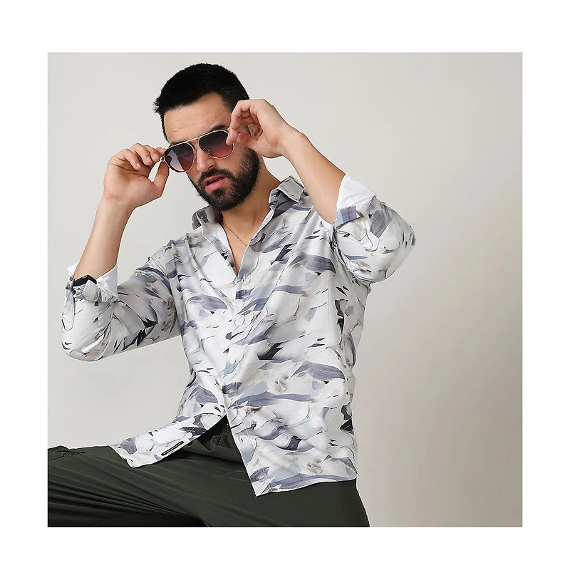Campus Sutra Men's Charcoal Grey Abstract Fade Shirt