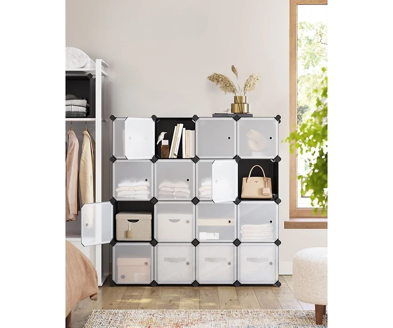 Slickblue Set of 16 Durable Plastic Storage Cubes for Versatile Organization and Space Saving