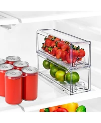 Sorbus 2 Pack Small Clear Stackable Pull-Out Drawers - Organization and Storage Containers for Kitchen, Pantry, Bathroom and More