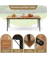 79" Outdoor Dining Table for 8 Acacia Wood Patio Table with 1.9" Umbrella Hole