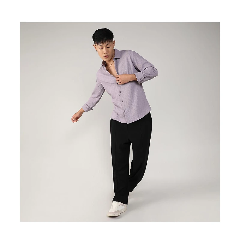 Campus Sutra Men's Lavender Textured Weave Shirt