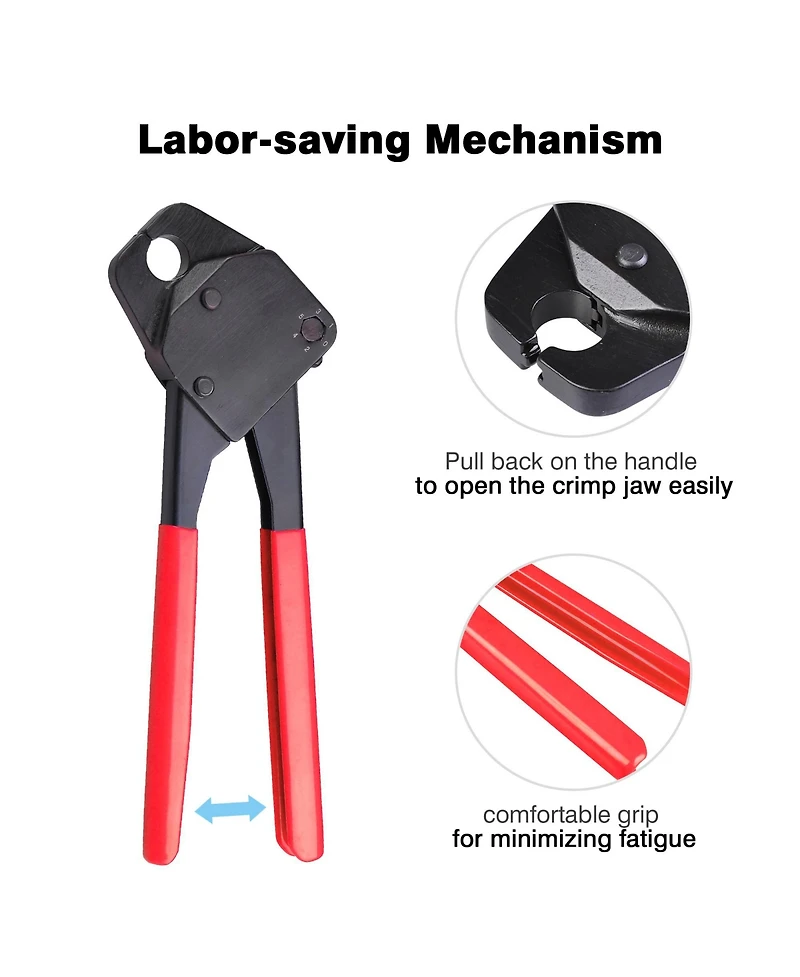 1/2" 3/4" Pex Crimper Copper Ring Crimping Tool Kit with Go/no Go Gauge 2 Pack
