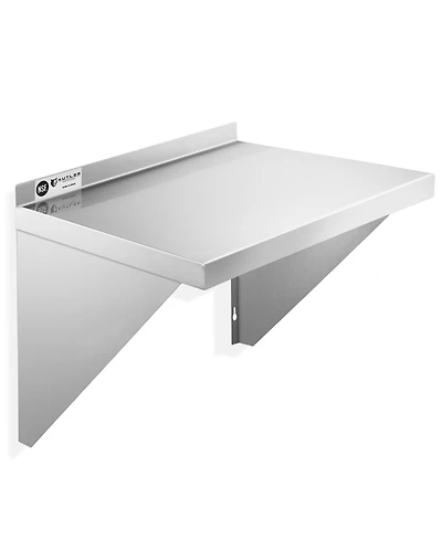 Kutler 18" x 24" Stainless Steel Shelf, Nsf Commercial Wall Mount Shelving w/ Backsplash, Floating Metal Mounted Shelves for Restaurant, Kit