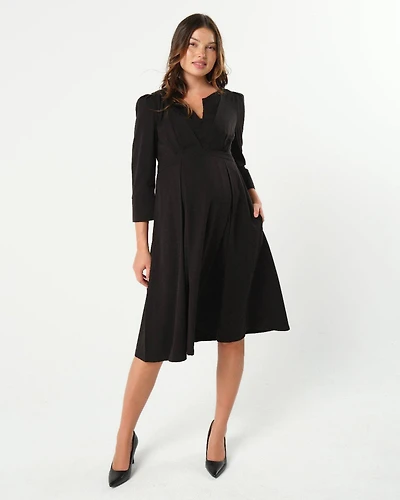 Marion Maternity Empire Waist Nursing Midi Tea Dress Tencel