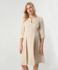 Marion Maternity Empire Waist Nursing Midi Tea Dress Tencel