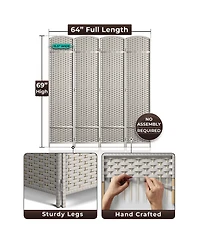 Sorbus 4 Panel Room Divider Panel, 6 ft. Tall Extra Wide Double Hinged Panels - Folding Privacy Screens Gray Line