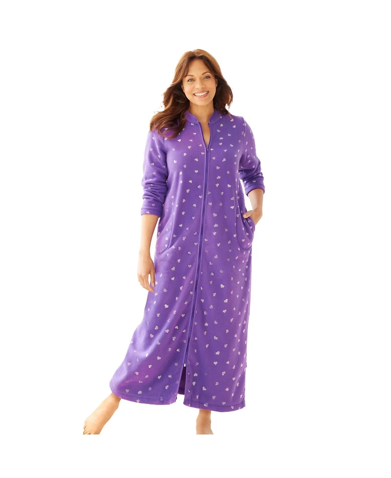Dreams & Co. Women's Plus Plush Zip-Front Robe