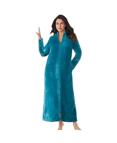 Dreams & Co. Women's Plus Plush Zip-Front Robe