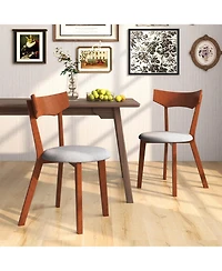 Wooden Armless Dining Chair Set of 4 with Rubber Wood Legs Padded Seat Cushion