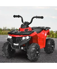 Gymax 6V Battery Powered Kids Ride On Atv 4-Wheeler Quad w/ MP3 & Led Headlight Blue