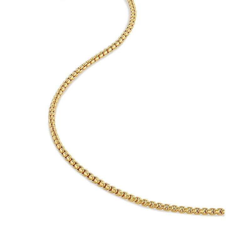Vincero Men's Box Chain Necklace 2mm Sterling Silver Bonded with 14K Gold and Parrot Clasp