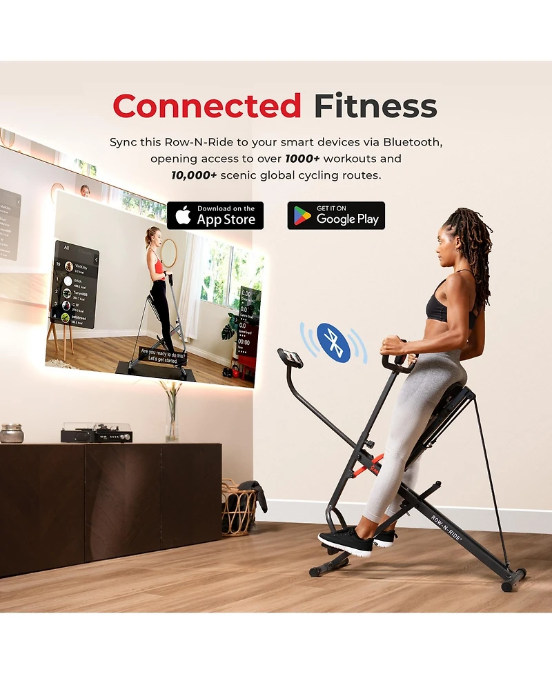 Smart Upright Row-n-Ride Exerciser, Squat Assist Trainer with Adjustable Resistance, Easy Setup & Foldable