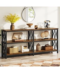 Tribesigns 70.9" Long Console Table with Storage Shelves, Industrial 3-Tier Sofa Table for Living Room, Foyer Table Entryway Table for Hallway, Front