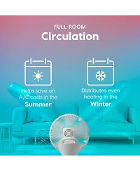 Iris Usa Woozoo Fan, Pedestal Standing Fan with Remote, 360 Oscillating Fan, 12 Speeds, Low Noise, 8h Timer, Height Adjustable, White/Gray