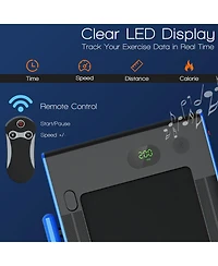 Vebreda 2-in-1 Folding Treadmill with Remote Control and Led Display-Blue