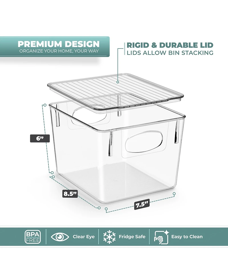 Sorbus 8 Pack Medium Clear Acrylic Storage Bins with Lids - Perfect for Kitchen, Pantry, Home Organization, and Storage