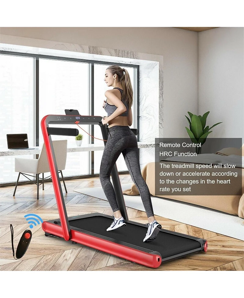 4.75HP 2 In 1 Folding Treadmill with Remote App Control-Red