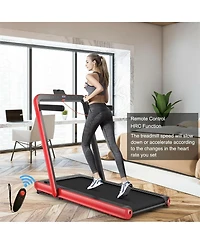 4.75HP 2 In 1 Folding Treadmill with Remote App Control-Red