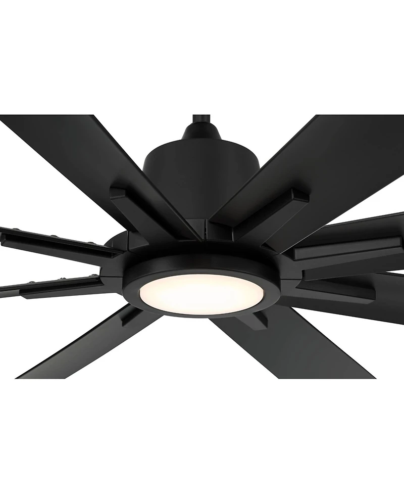 Casa Vieja 54" Inspirit Modern Indoor Outdoor Ceiling Fan 8 Blade Led Light Remote Control Matte Black Finish Bedroom Damp Rated