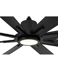 Casa Vieja 54" Inspirit Modern Indoor Outdoor Ceiling Fan 8 Blade Led Light Remote Control Matte Black Finish Bedroom Damp Rated