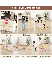 Costway 7-in-1 Toddler Climbing Toy Set with Reversible Ramp Convertible Step Stool
