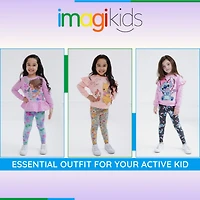 Disney Little Girls Junior Floral Sweatshirt and Leggings Outfit Set to (12 Months - 14-16)