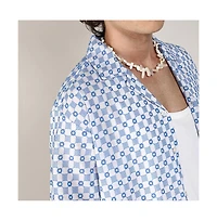Men's Chalk White & Prussian Blue Embroidered Checkered Shirt