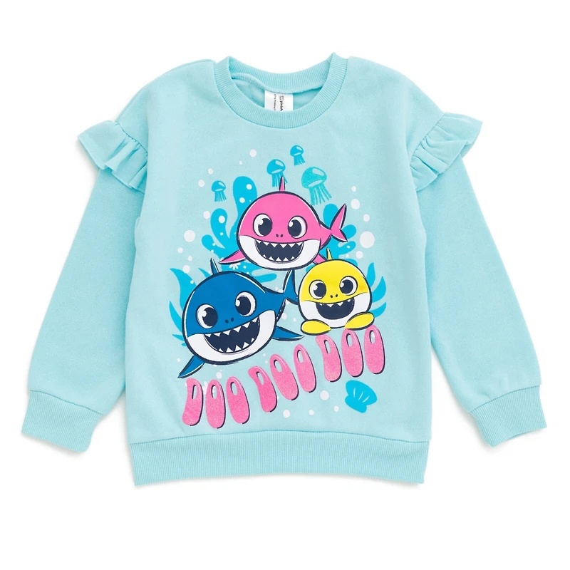 Baby Shark Girls Pinkfong Pullover Fleece Sweatshirt and Pants Outfit Set