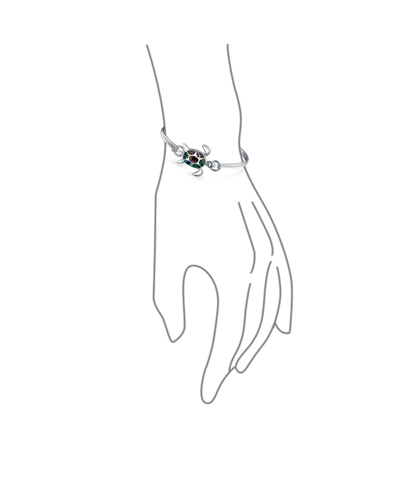 Bling Jewelry Nautical Sea Turtle Beach Tortoise Iridescent Abalone Shell Bangle Bracelet Sterling Silver