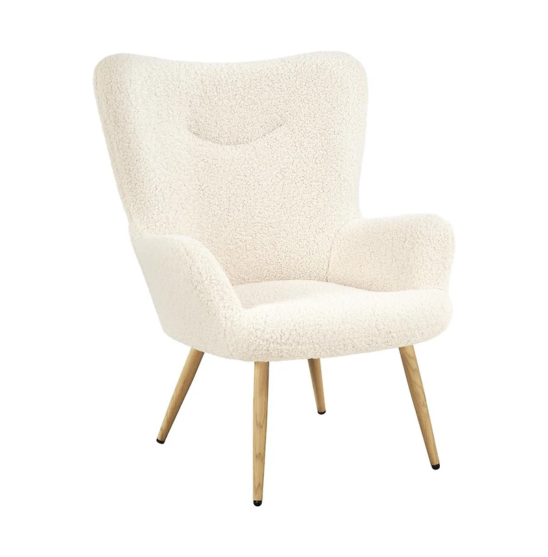Yaheetech Boucle Accent Chair with Wood-tone Metal Legs