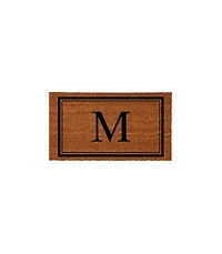 Evergreen Monogram Indoor Outdoor 100% Natural Coir Doormat 28" x 16" | Letter "M"