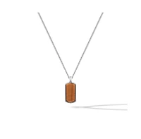 Vincero Men's Tag Pendant Necklace with Tigers Eye and Rhodium-Plated 925 Sterling Silver