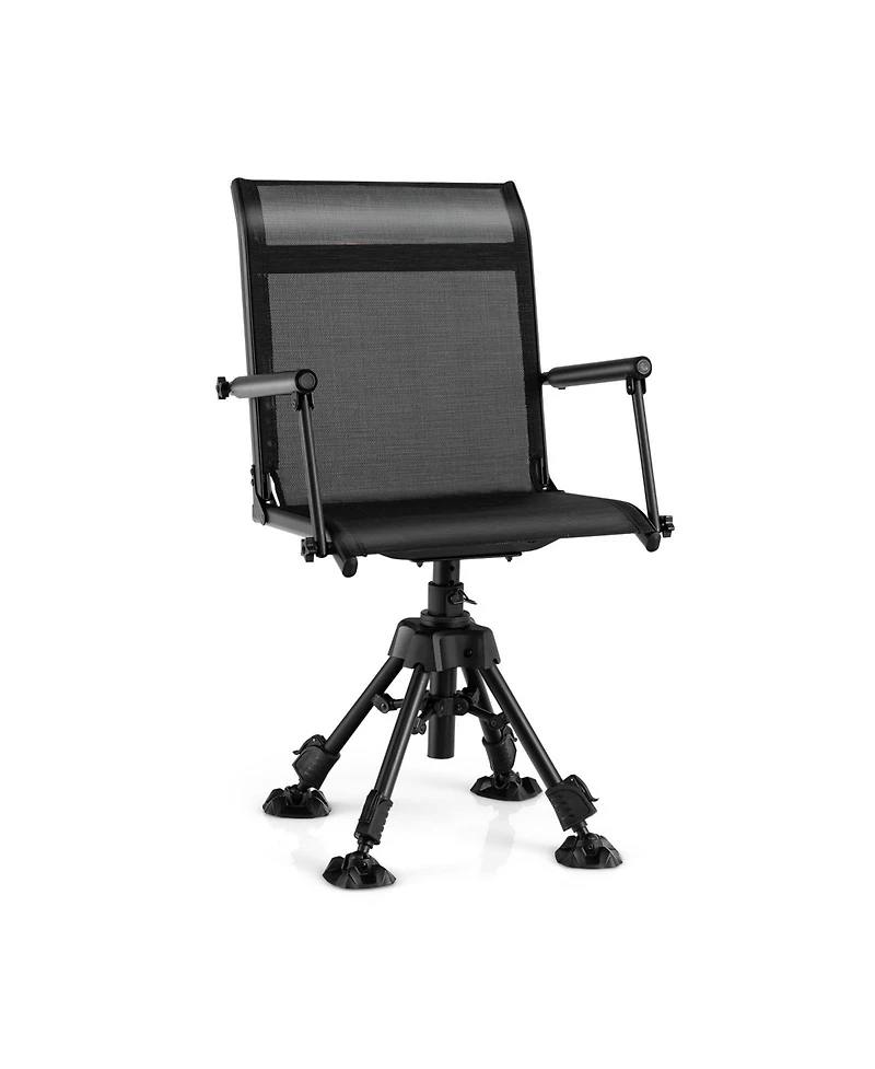 Folding Swivel Patio Chair with 4 Adjustable Leg-Black