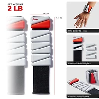 Sunny Health & Fitness 2 Lb Wearable Arm Weights, Set of 2 (1LB Each), Adjustable Silicone Ankle Weights
