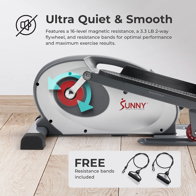Sunny Health & Fitness Smart Stand/Sit Mini Elliptical Exercise Trainer