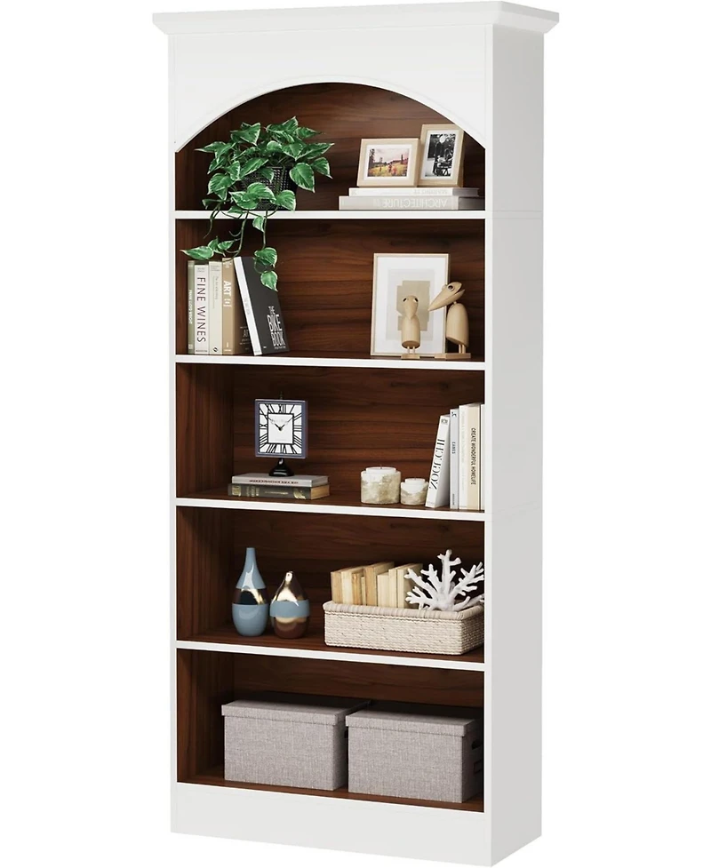 Tribesigns 5-Shelf White Bookcase, 70.9'' Tall Bookshelf with Storage Shelves, Vintage Free-Standing Library Book Shelving Unit