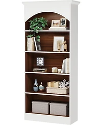 Tribesigns 5-Shelf White Bookcase, 70.9'' Tall Bookshelf with Storage Shelves, Vintage Free-Standing Library Book Shelving Unit