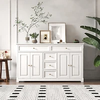 Famapy White Wooden Sideboard Accent Storage Cabinet with Multi-function