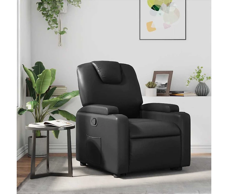 Recliner Chair Black Faux Leather