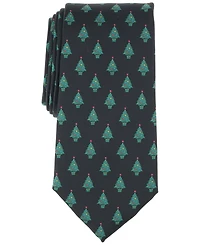 Club Room Men's Festive Tree Graphic Tie, Created for Macy's