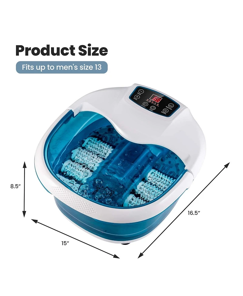 Sugift Foot Spa Tub with Bubbles and Electric Massage Rollers-Blue