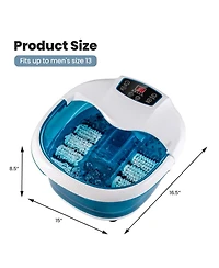Sugift Foot Spa Tub with Bubbles and Electric Massage Rollers-Blue