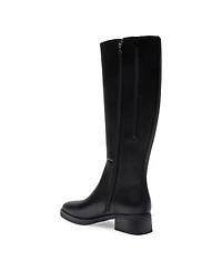Aerosoles Women's Daria Double Zip Tall Boots - Black Grainy Faux Leather